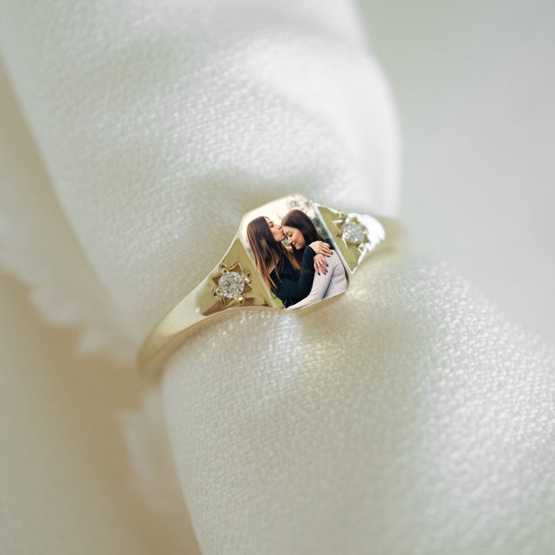 For Friend - S925 Customized Photo & Birthstone Ring