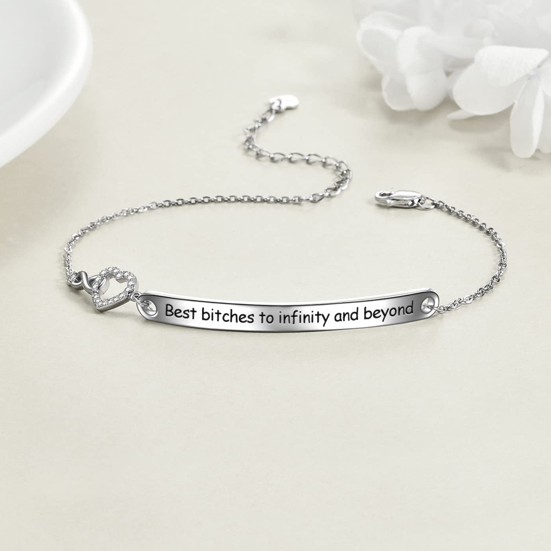 For Friend - Best Bitches to Infinity and Beyond Heart Bracelet