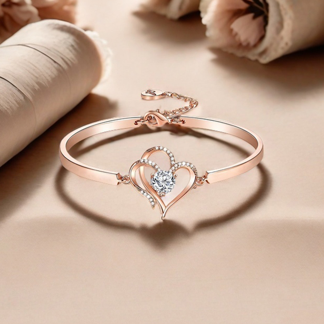 For Granddaughter - I Will Always Carry You In My Heart Proud of You Double Heart Bracelet