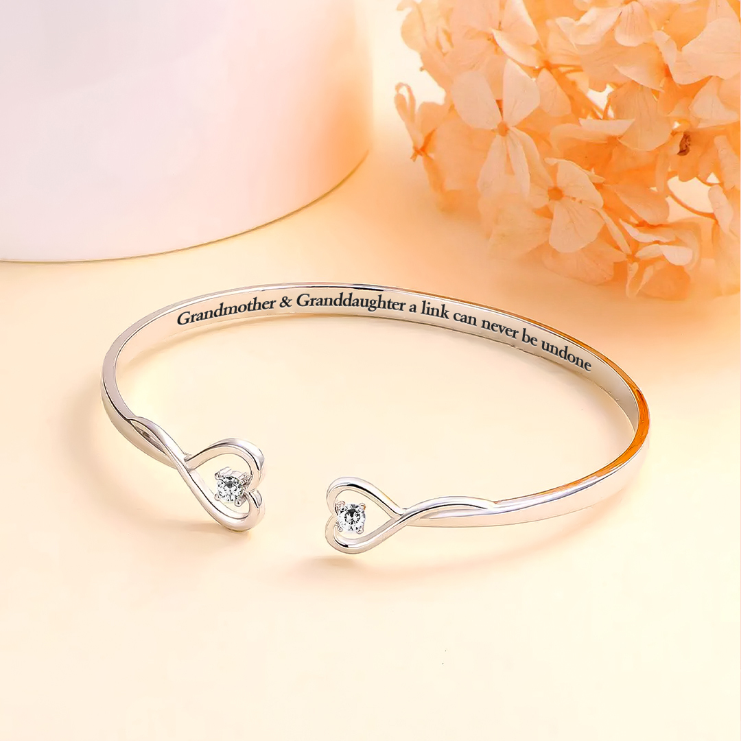 For Granddaughter - Grandmother & Granddaughter Always Keep Me In Your Heart Hearts Bracelet