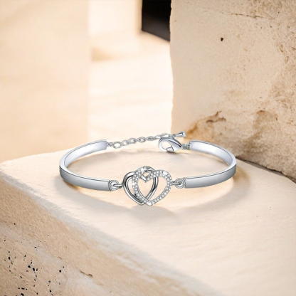 For Granddaughter - I Love You Forever And Always Double Heart Bracelet