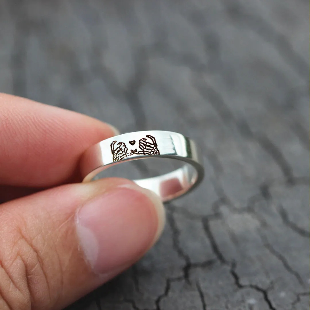 For Friend - Pinky Promise Open Skull Ring