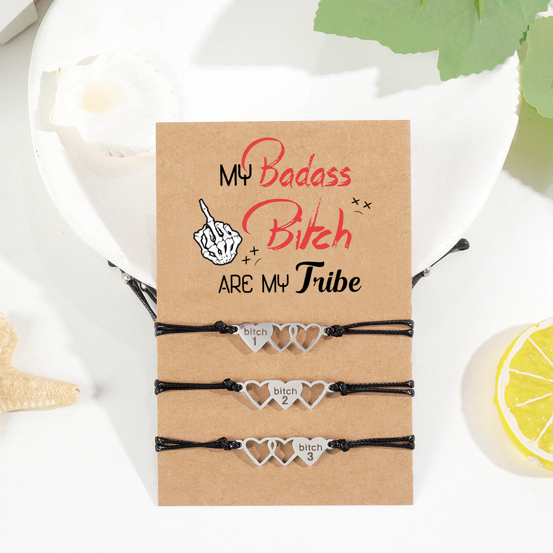 For Friend - My Badass Bicth Are My Tribe Heart Bracelet