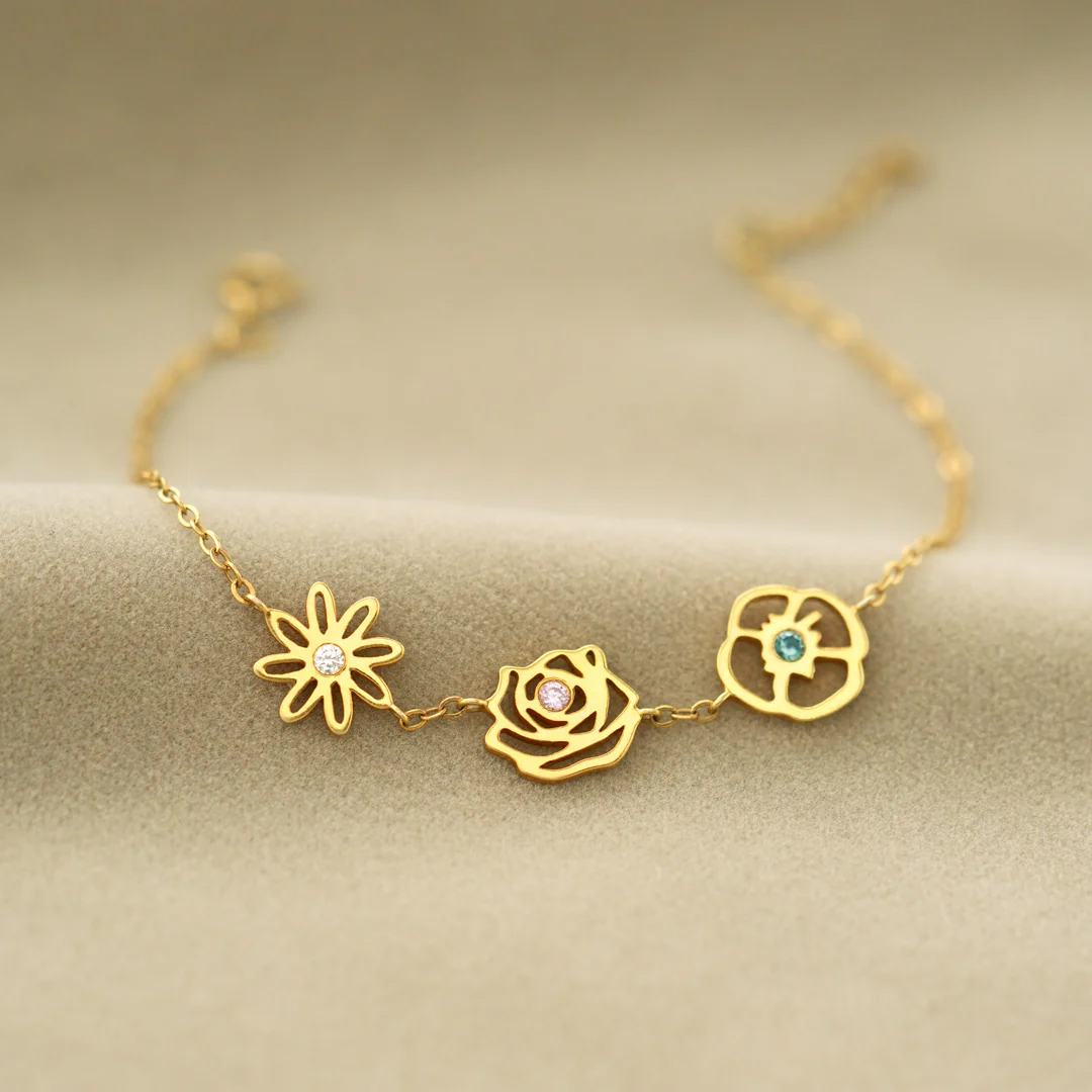 For Grandma - Grandma's Garden Custom Birth Flowers Bracelet