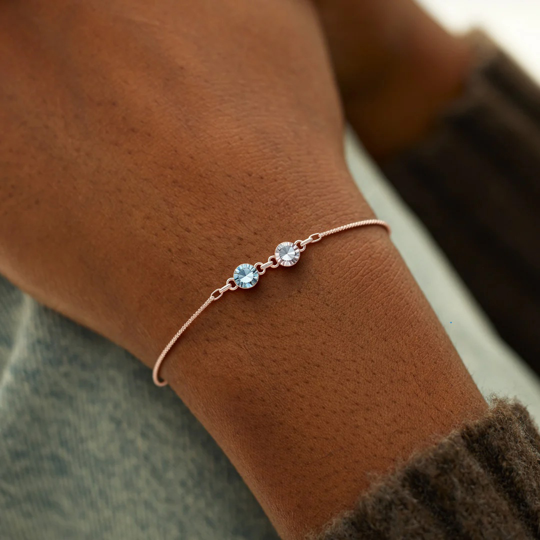 Aunt and Niece Forever Linked Together Custom Birthstones Bracelet