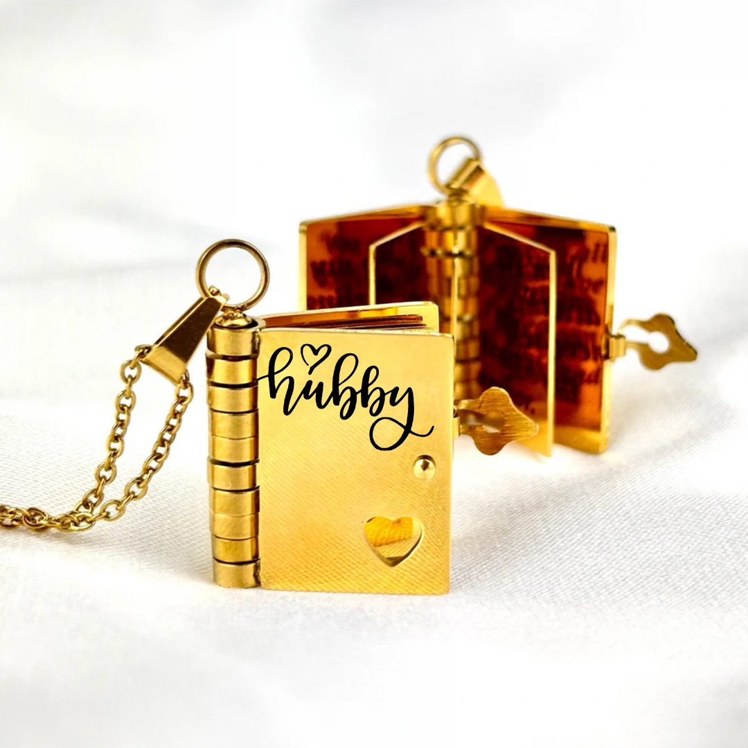 My Husband Book Necklace