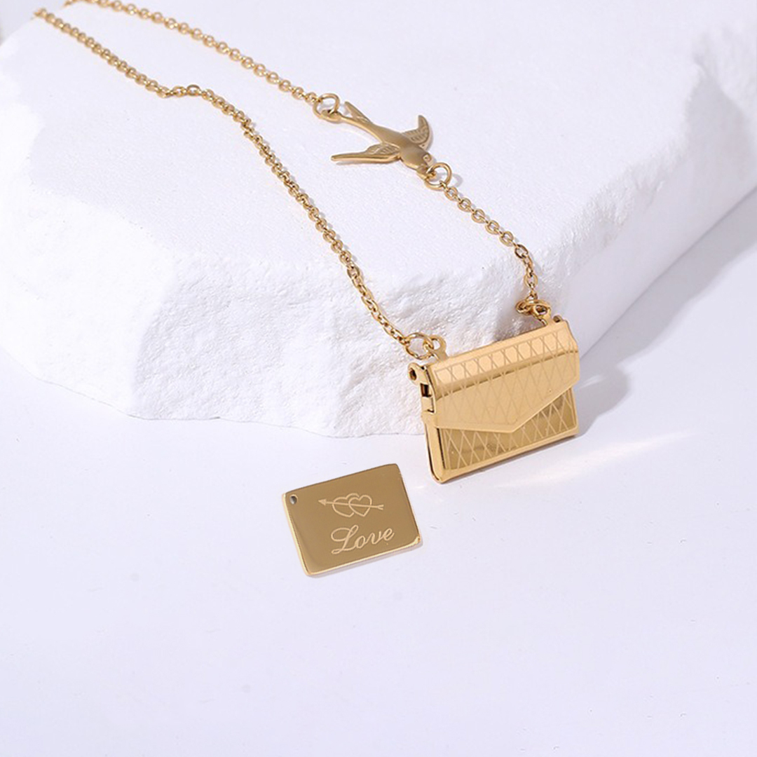 Customized Message Swallow Envelope Necklace