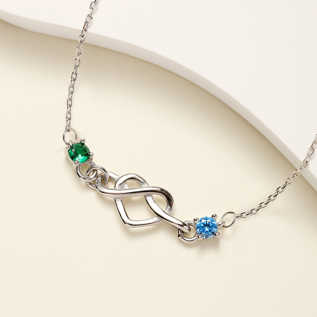 Mother and daughter 1-8 heart with birthstones Bracelet