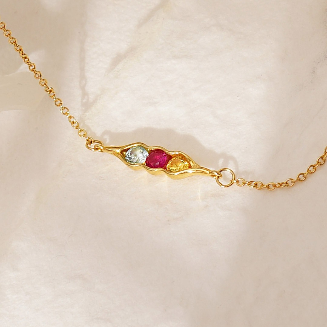 For Friends - We're peas in a pod Custom Birthstone Bracelet