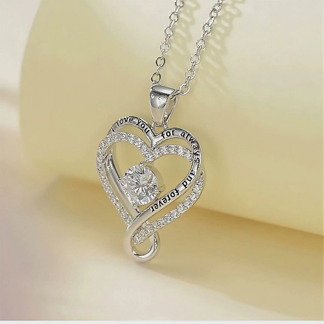 I Love You Forever And Always Engraved Heart Necklace