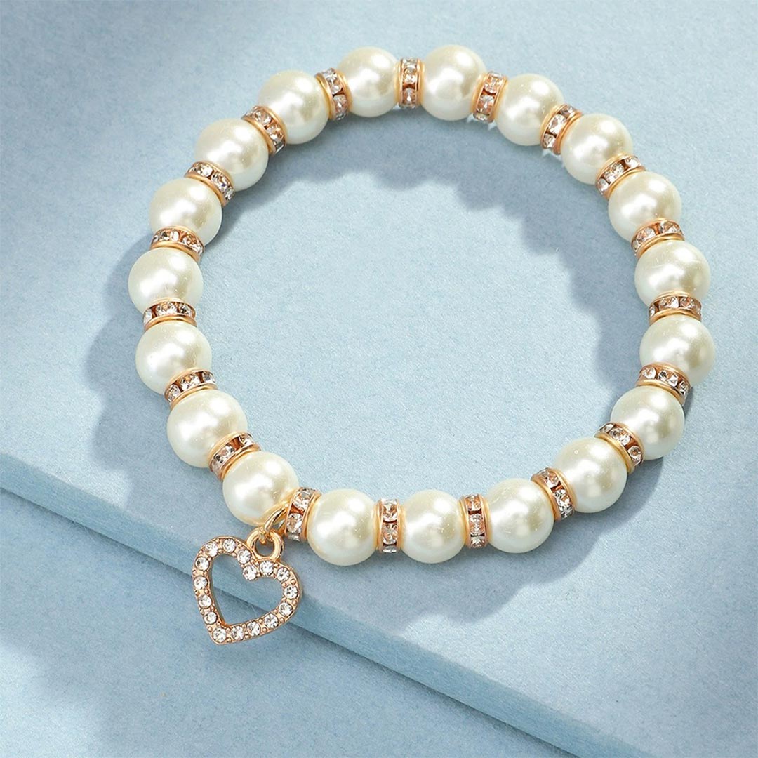 For Granddaughter - The Most Beautiful Chapter Heart Pearl Beaded Bracelet
