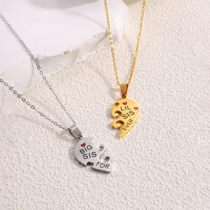 For Sisters- Big Sister And Little Sister Their Hearts As One Necklace