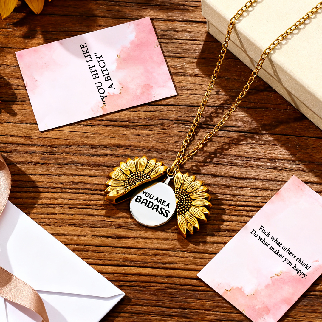 Inspirational Sunflower Necklace-YOU ARE A BADASS ❤️