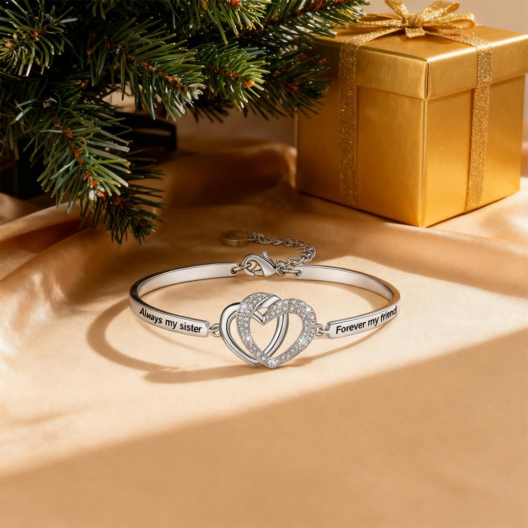 Always My Sister Forever My Friends Double Heart Bracelet