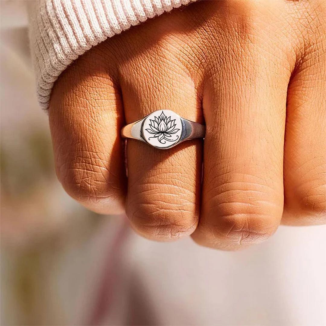 Fuck It and Begin Again Lotus Signet Round Ring