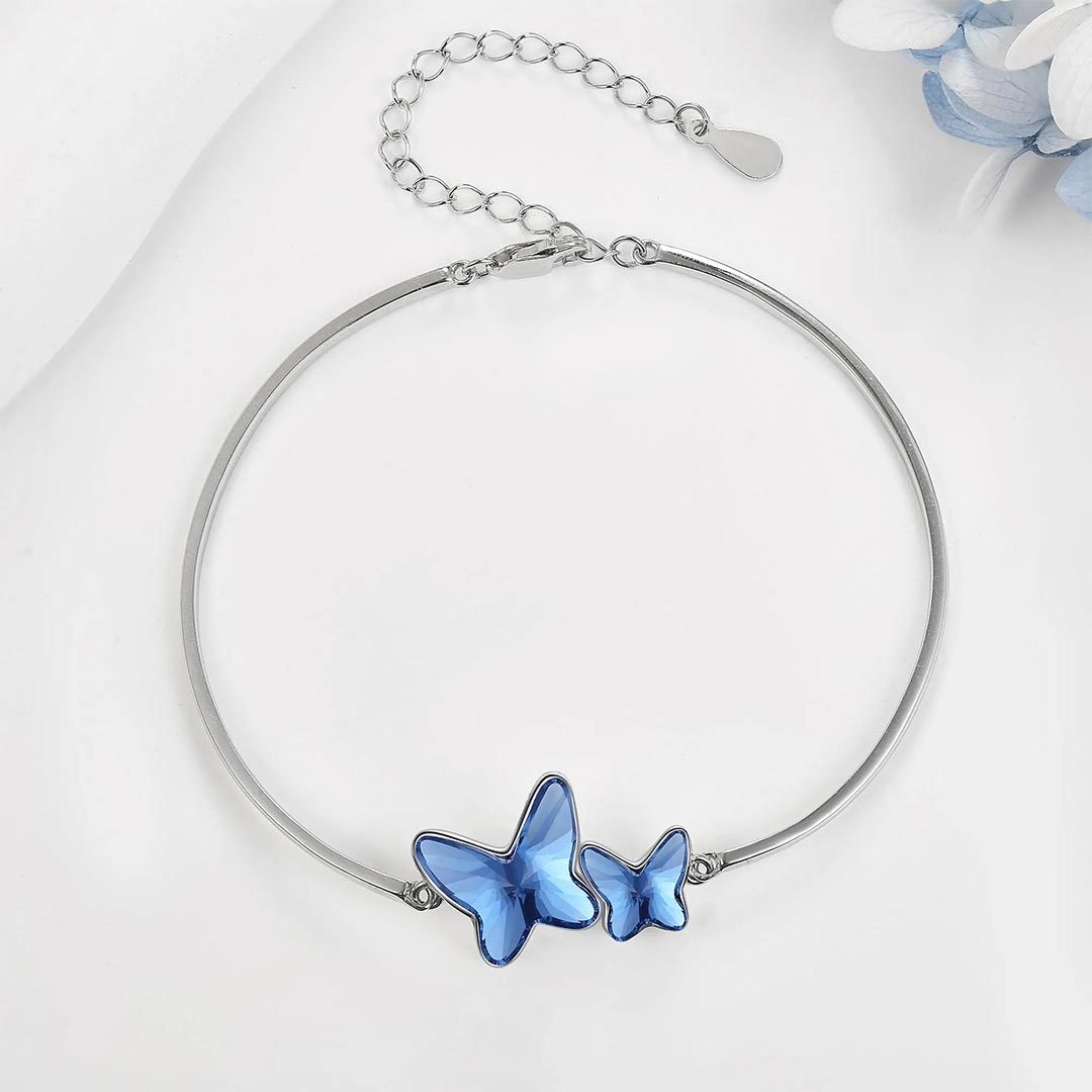 Fuck It and Begin Again Blue Butterfly Crystal Bracelet