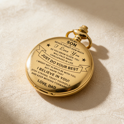 Best Gift For Son - Just Do Your Best Luxury Vintage Pocket Watch