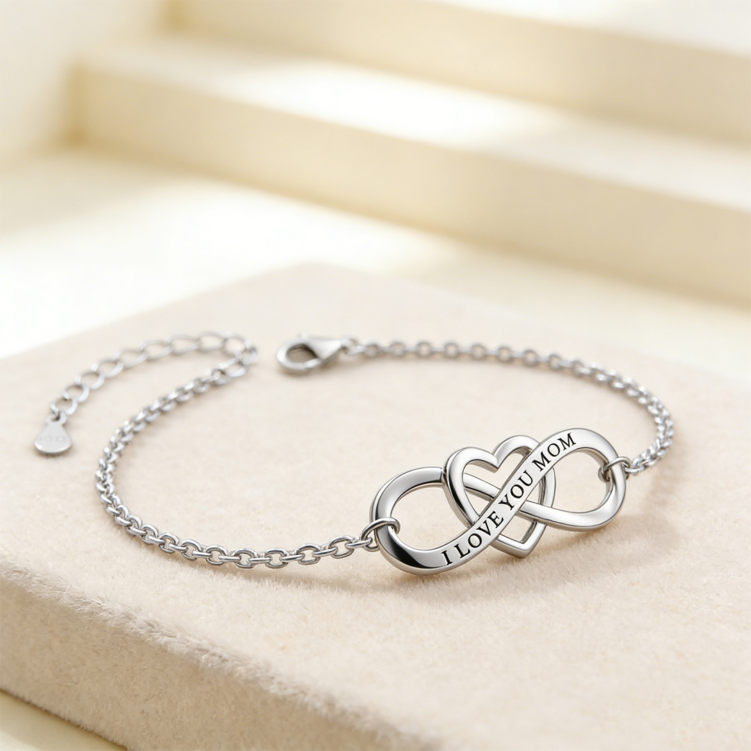 I Love You Mom Heart Knot Bracelet