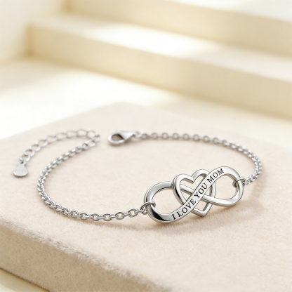 I Love You Mom Heart Knot Bracelet