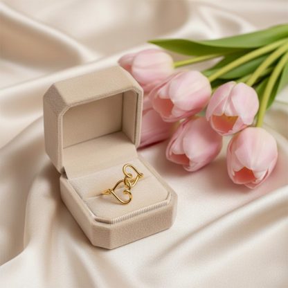Mother & Daughter's Love is a golden thread Heart Ring