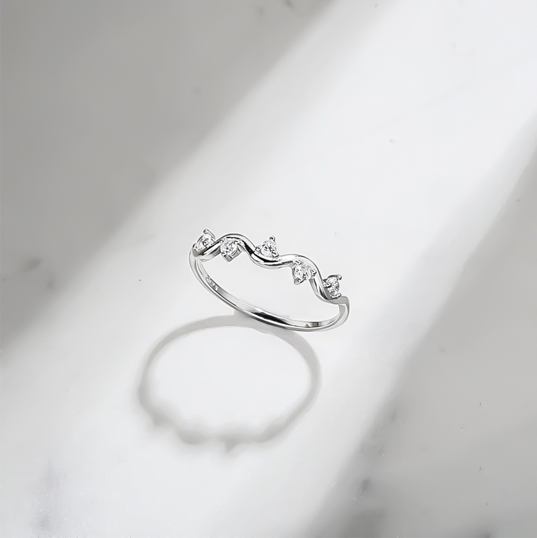 For Self - S925 A Self-Reminder Wavy Diamond Ring