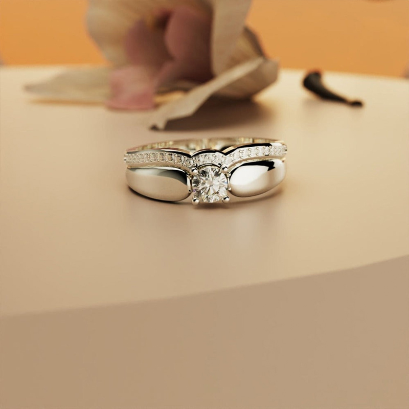 For Memorial - Until We Meet Again Single Diamond Wing-Stacking Ring