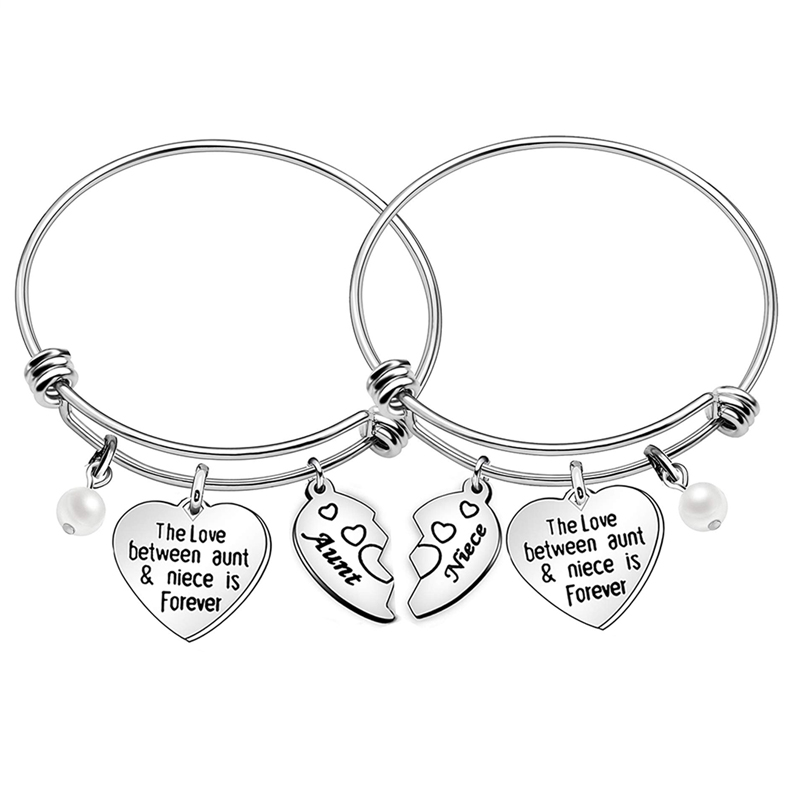 For Aunt/Niece - The Love Between Aunt And Niece Is Forever Half Heart Puzzle Bangle