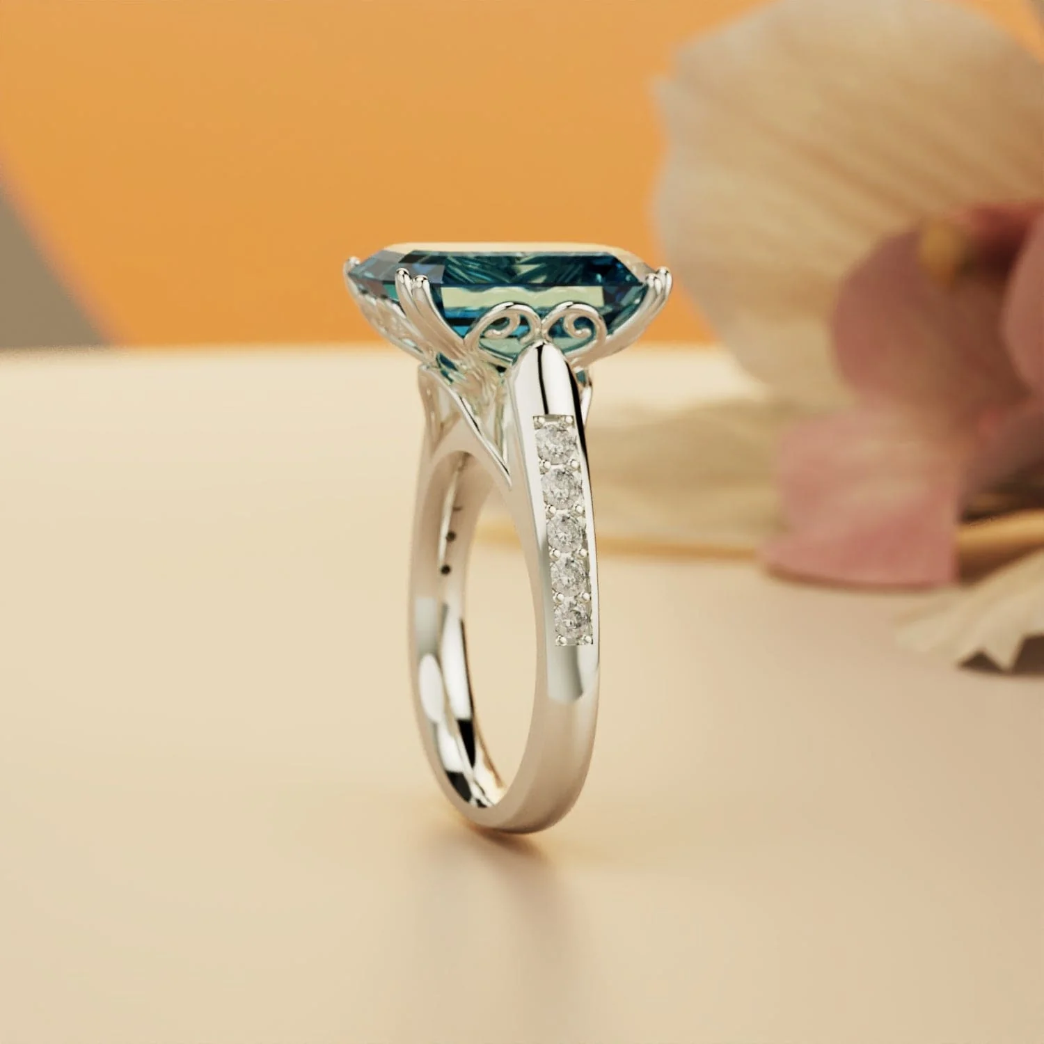 S925 Emerald Cut Diamond Ring