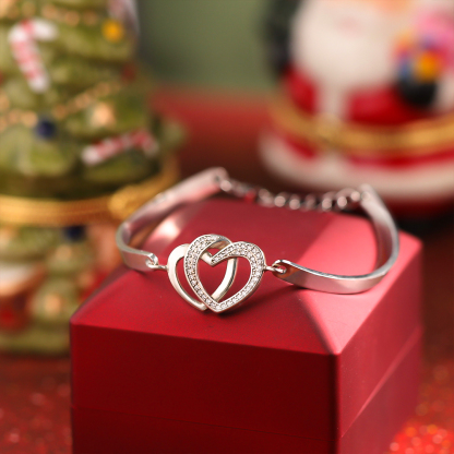 Father & Daughter Forever Linked Together Double Heart Bracelet