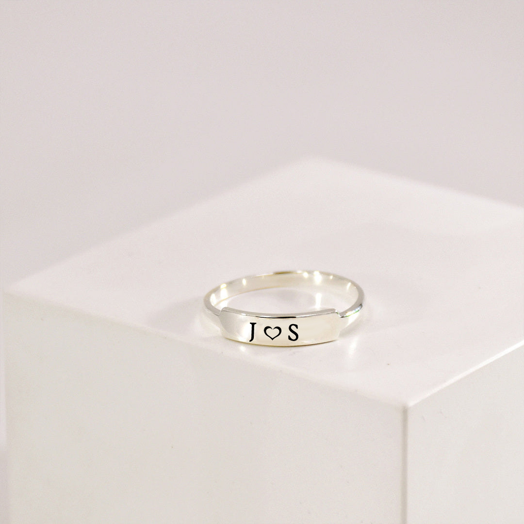 Initials Custom Delicate Dainty Bar Ring