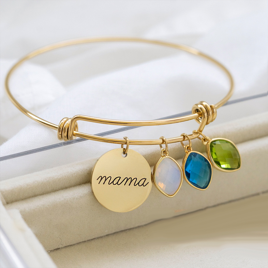 Custom Family Birthstone Mama Bangle