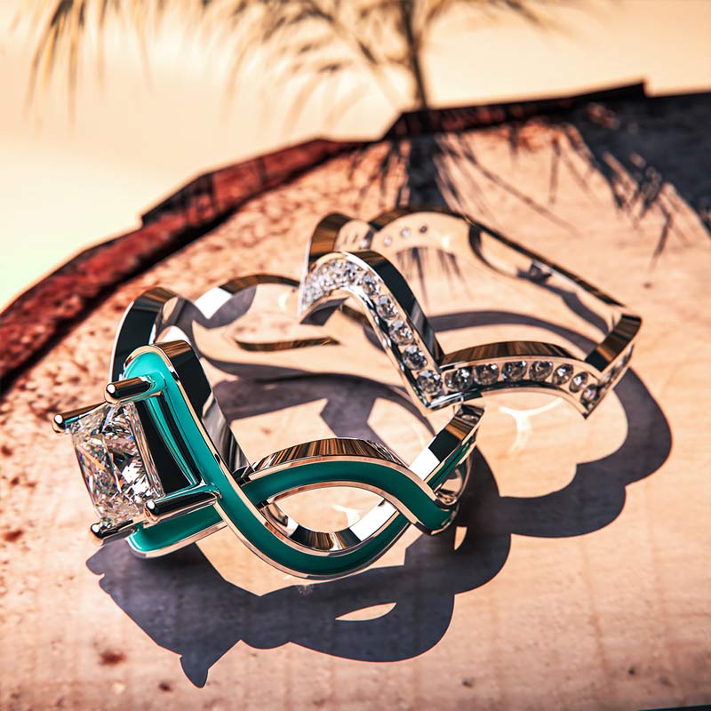 S925 Turquoise Ocean Wave Ring