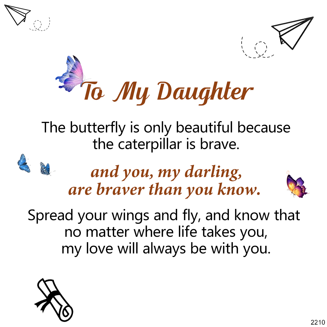 For Daughter- My Love Will Always Be With You Blue Butterfly Crystal Bracelet