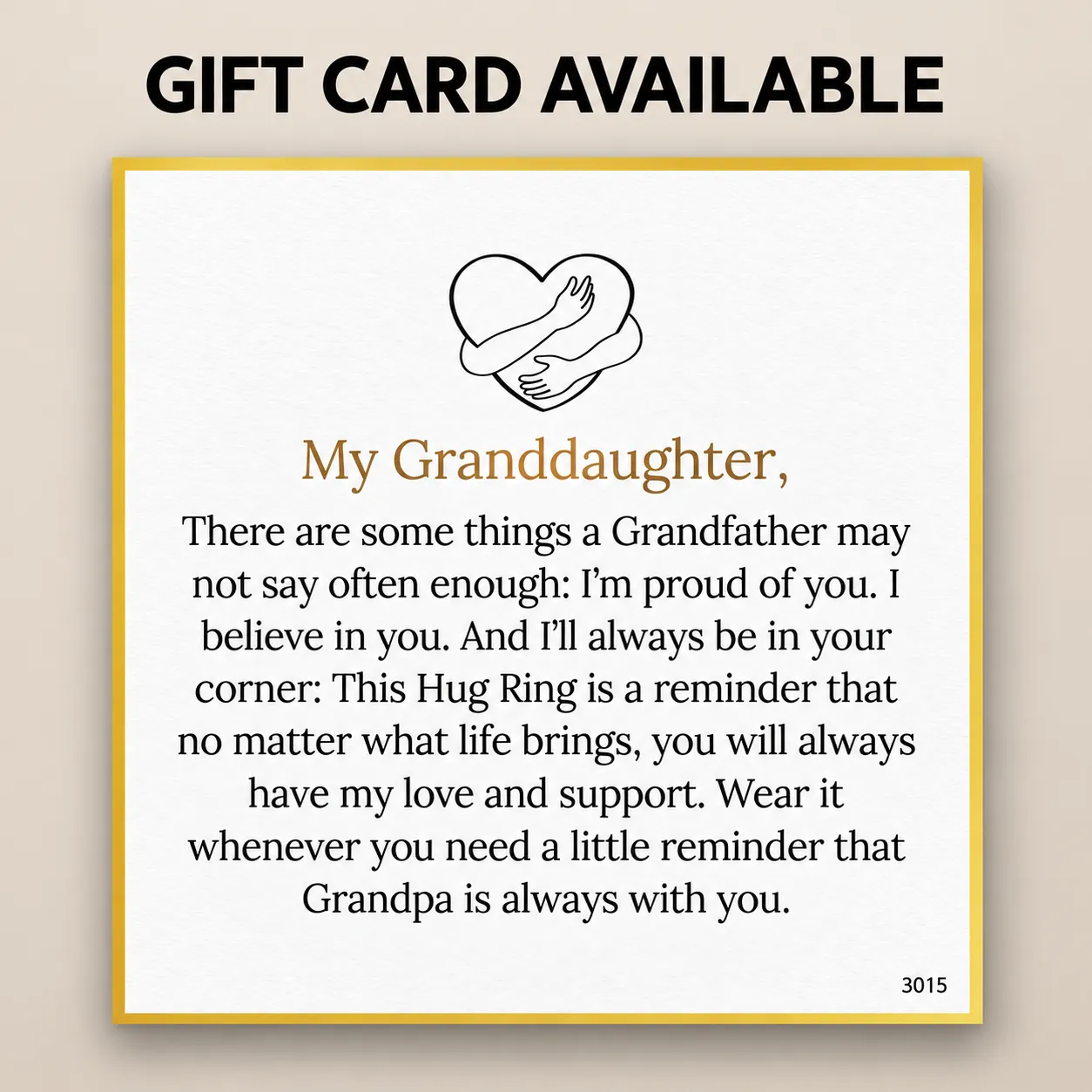 For Granddaughter Adjustable Hug Ring