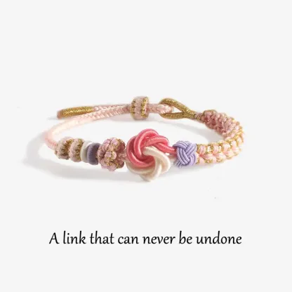 Grandfather & Granddaughter A LINK THAT CAN NEVER BE UNDONE Peach Blossom Knot Bracelet