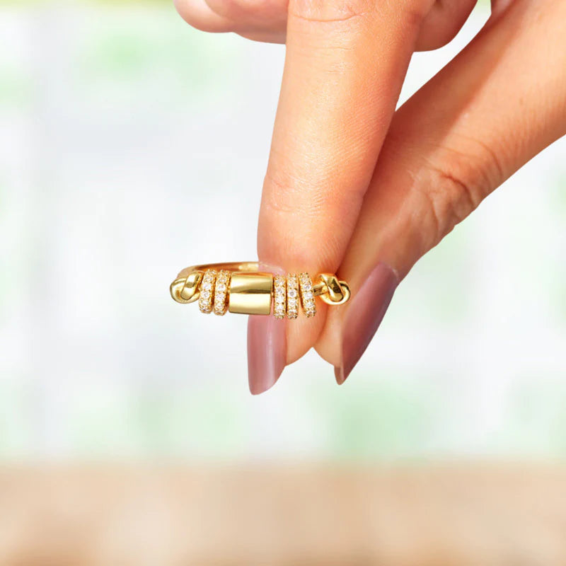 For Daughter - S925 Drive Away Your Anxiety Gold Beads Fidget Ring