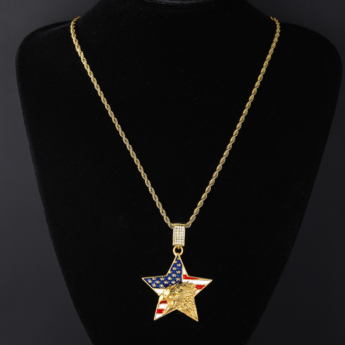 American Eagle US Flag Necklace