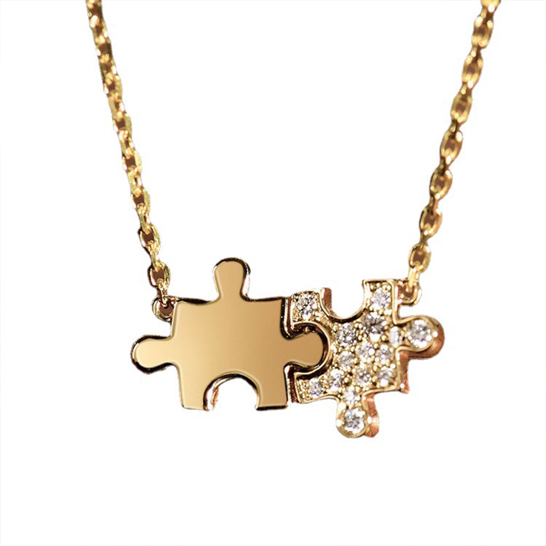 S925 Beautiful But Broken Pieces Fit Together Puzzle Necklace