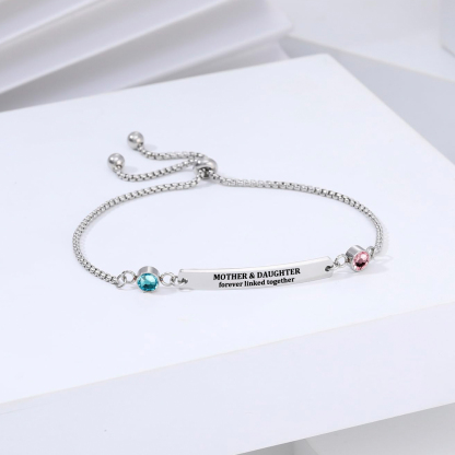 Mother & Daughter Forever Linked Together Custom Birthstones Bracelet