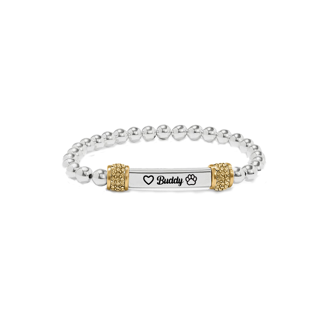 FOR MEMORIAL - My Four-legged Angel is Always Near By Custom Name Bead Stretch Bracelet