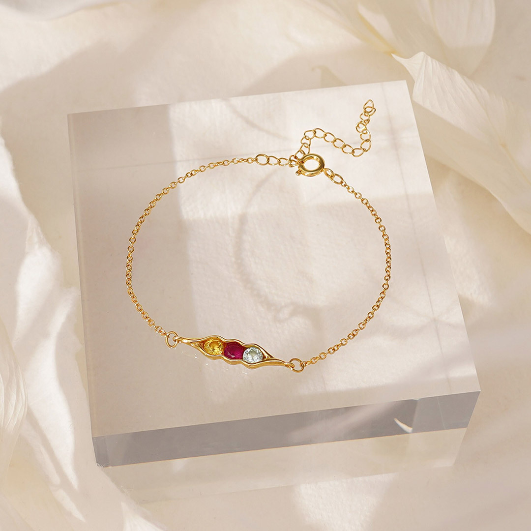 For Friends - We're peas in a pod Custom Birthstone Bracelet