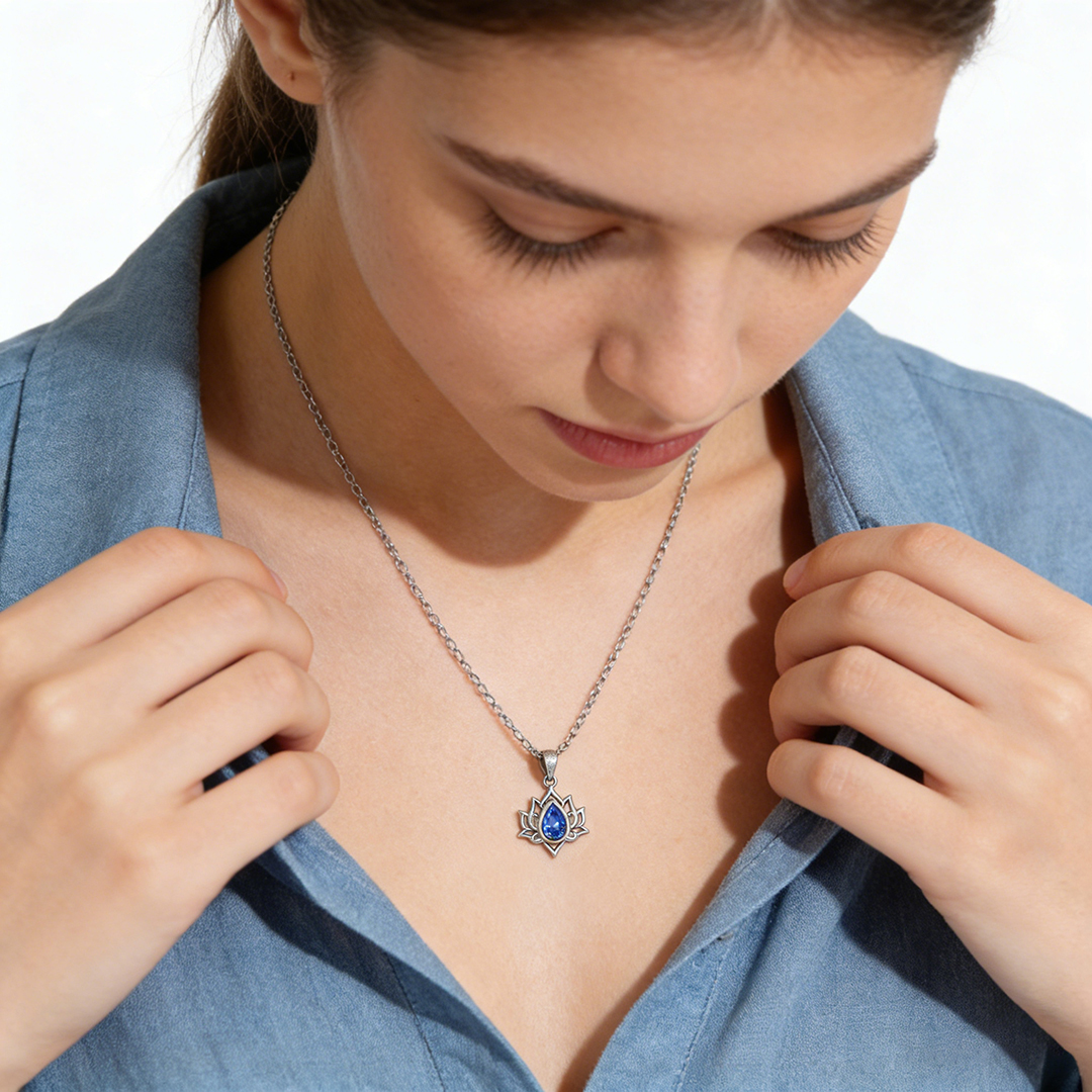 For Daughter - Fuck It & Begin Again Crystal Lotus Necklace