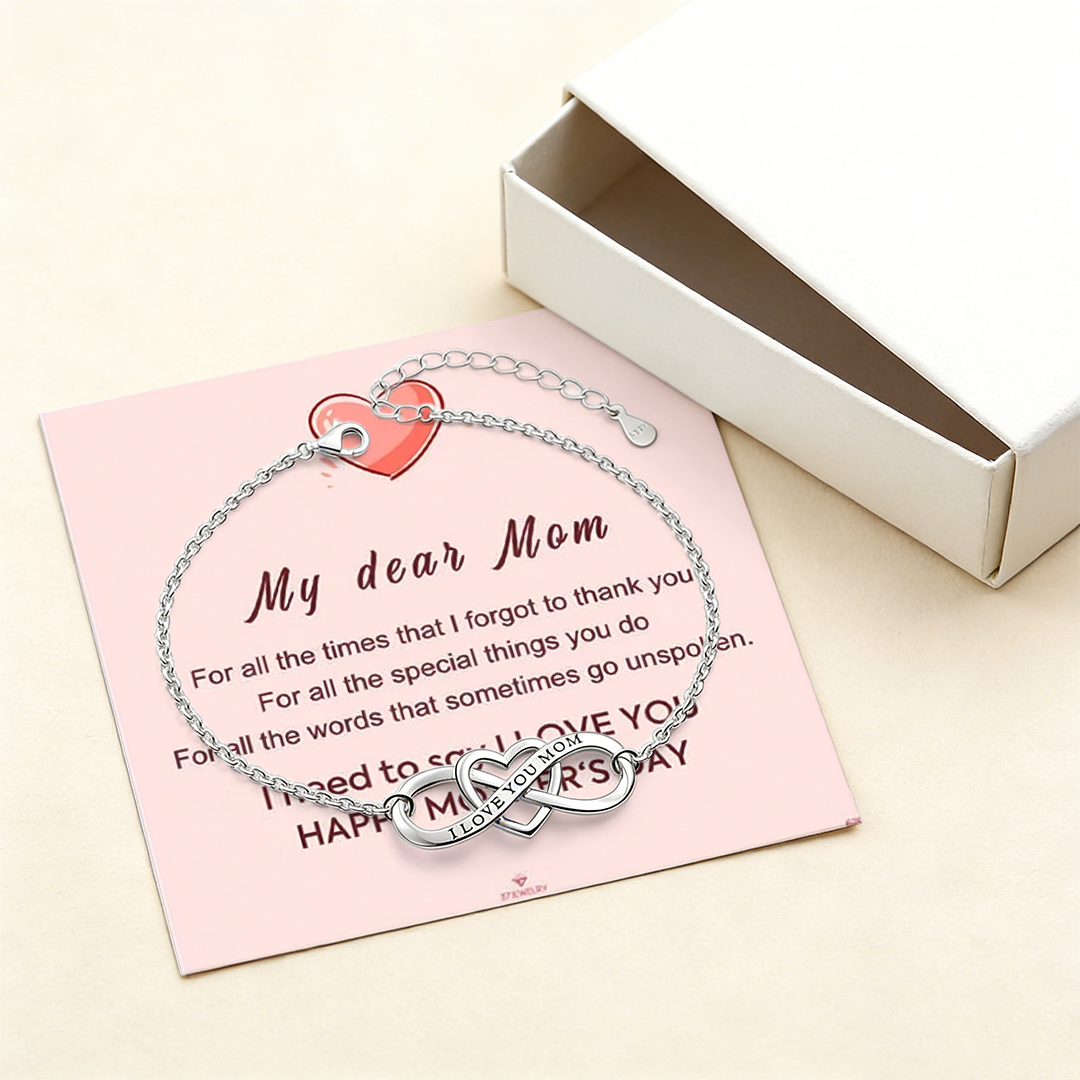 I Love You Mom Heart Knot Bracelet