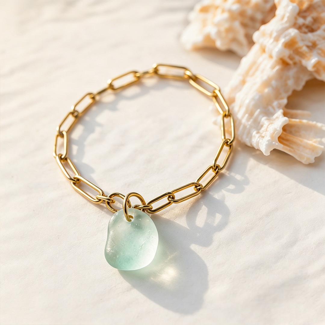 Salty Soul Sister Sea Glass Chain Bracelet