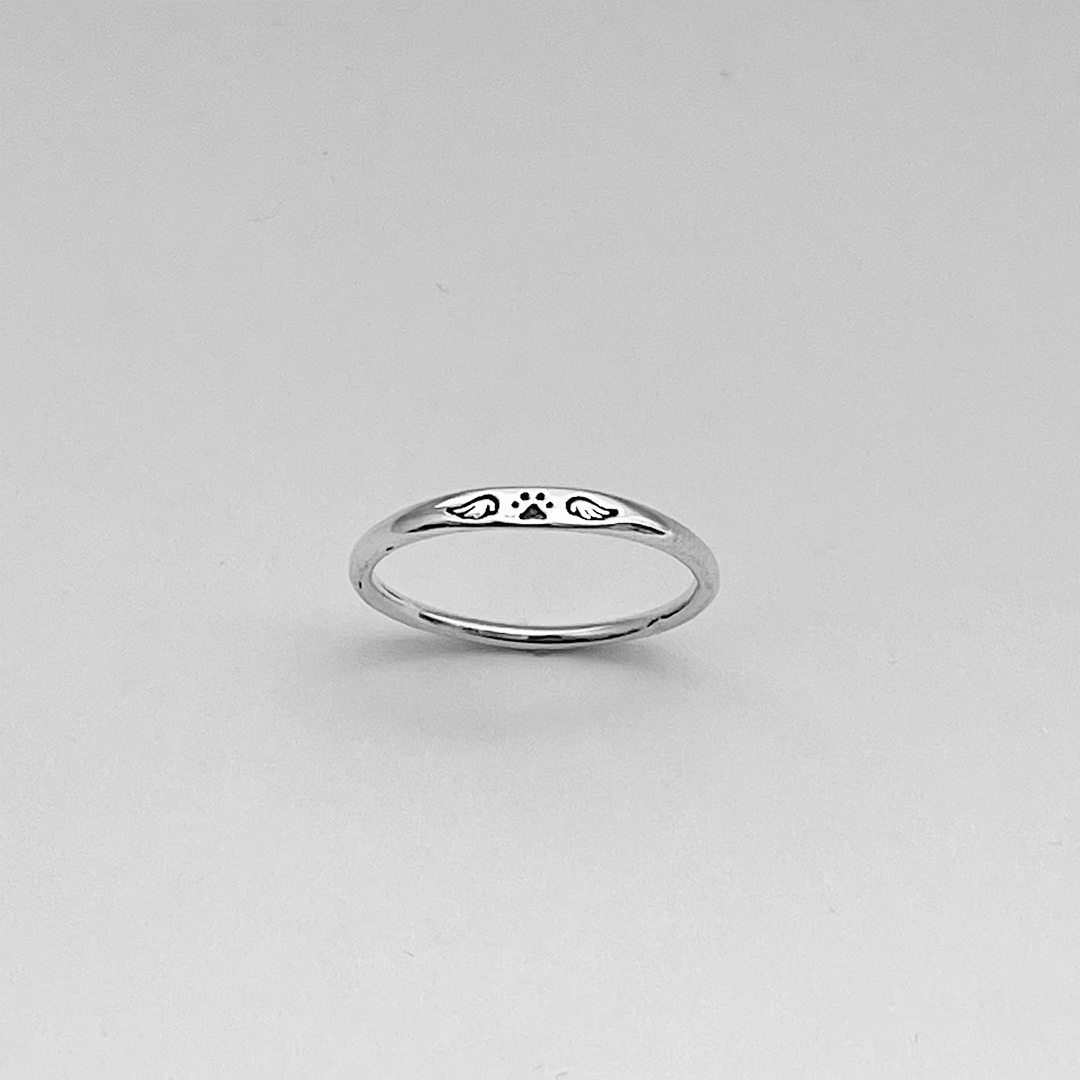 FOR MEMORIAL - My Four-legged Angel is Always Near By Tiny Paw With Wings Ring