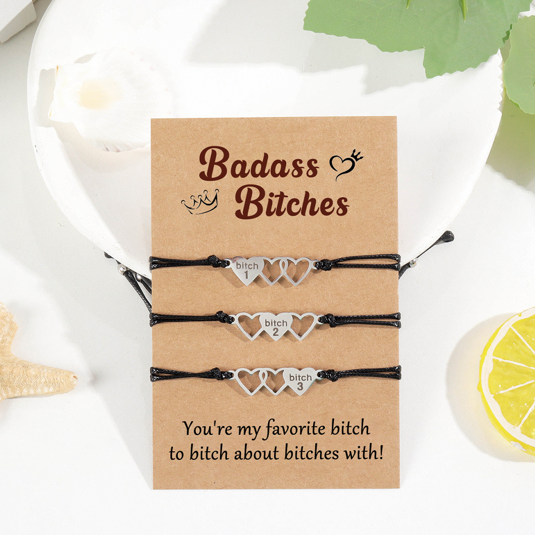 For Friend - Badass Bitches Heart Braided Bracelet