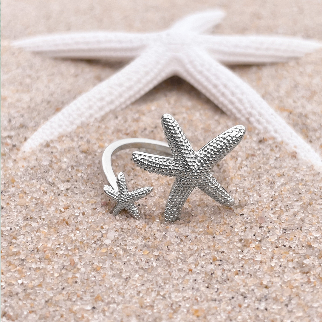 S925 Make A Wish Upon A Starfish Summer Ring