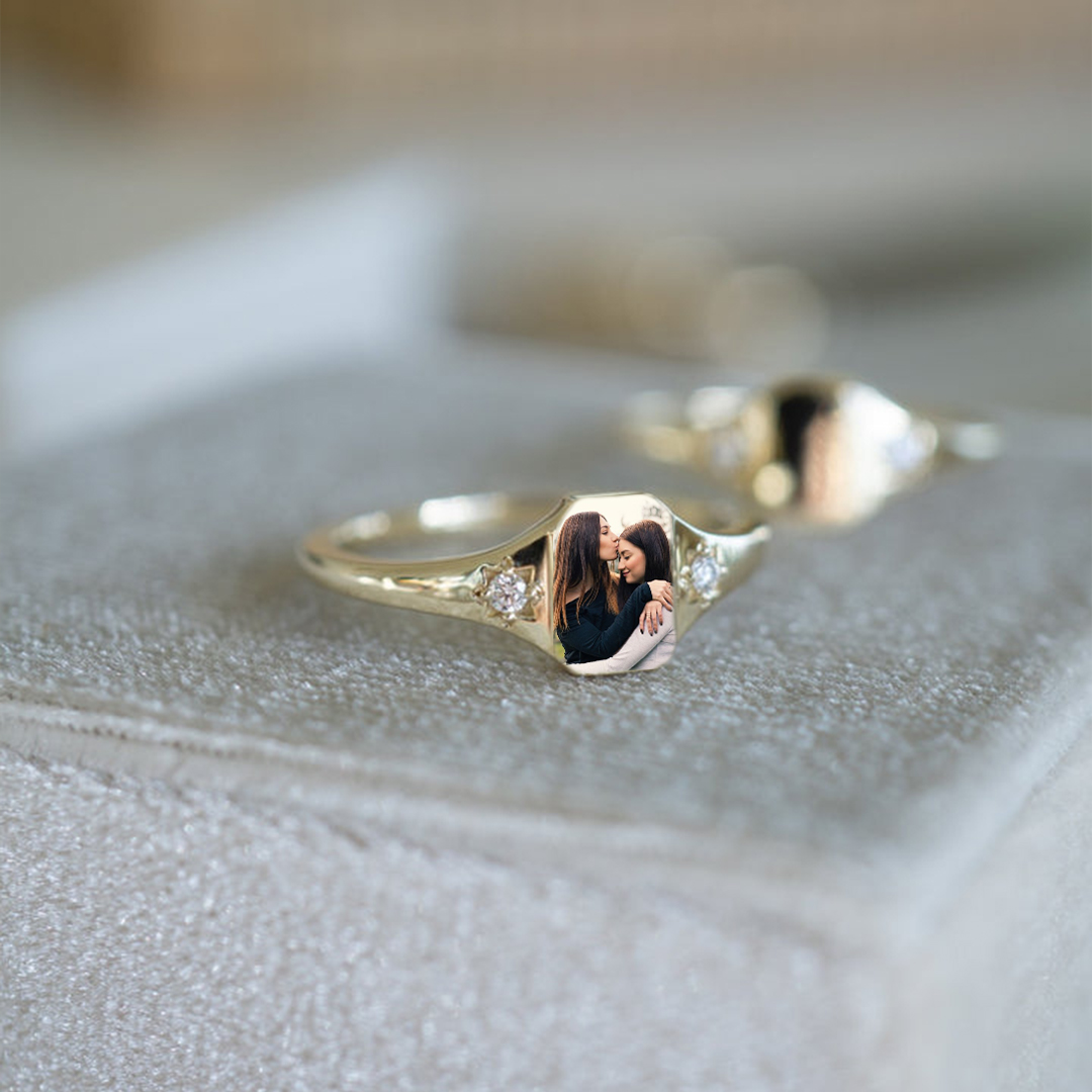For Friend - S925 Customized Photo & Birthstone Ring