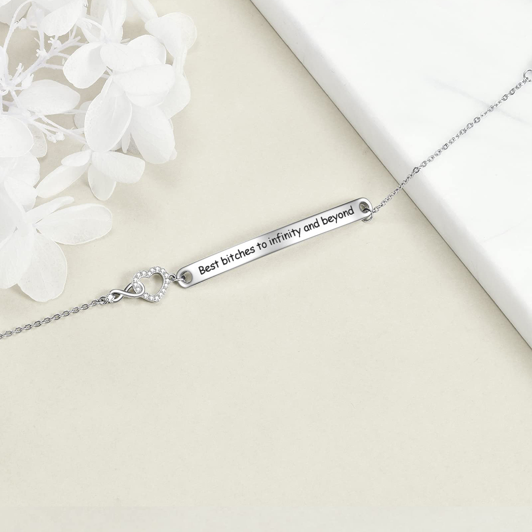 For Friend - Best Bitches to Infinity and Beyond Heart Bracelet