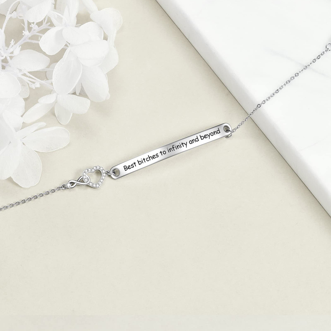 For Friend - Best Bitches to Infinity and Beyond Heart Bracelet